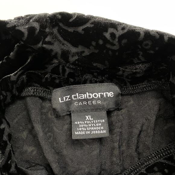 Liz Claiborne Top Womens XL Black Sheer Velvet Burnout Mock Neck Vtg Y2K 90s - Picture 8 of 9